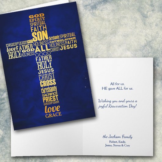 金ゴールドクロスクリスチャン復活祭 カード