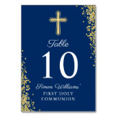 金ゴールドクロスグリッターネイビーブルーファースト聖餐式 テーブルナンバー (裏面)