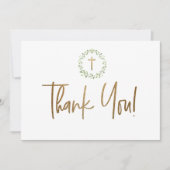 金ゴールドクロスグリーンウォーター色リース第1聖域 サンキューカード (正面)