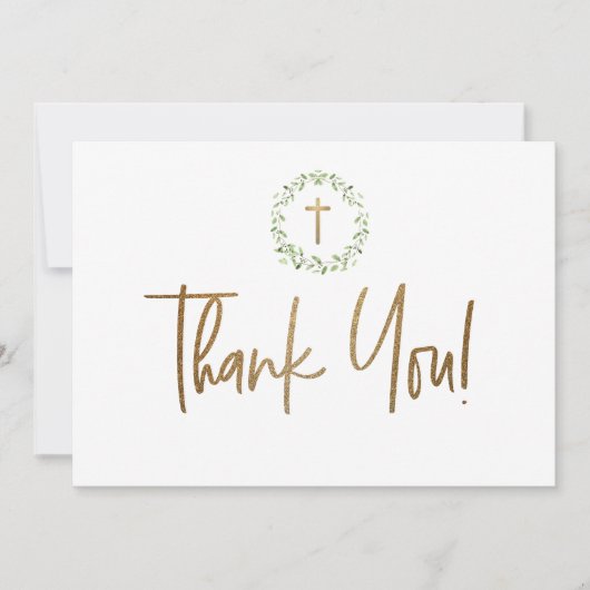 金ゴールドクロスグリーンウォーター色リース第1聖域 サンキューカード (正面)