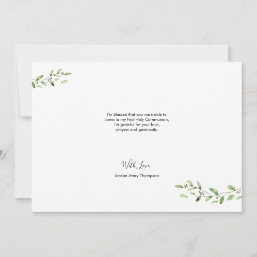 金ゴールドクロスグリーンウォーター色リース第1聖域 サンキューカード (裏面)