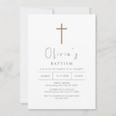 金ゴールドクロスシンプル《キリスト教》洗礼式や命名式バプテスマ 招待状 (正面)