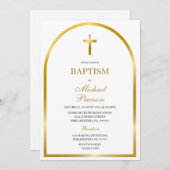 金ゴールドクロススペインのバプテスマ招待状 招待状 (正面/裏面)