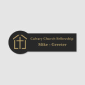 金ゴールドクロスチャーチグリーターユーザー名タグ 名札 (正面)