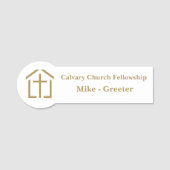 金ゴールドクロスチャーチグリーターユーザー名タグ 名札 (正面)