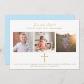 金ゴールドクロストリモダンー写真第1聖餐式 招待状 (正面/裏面)