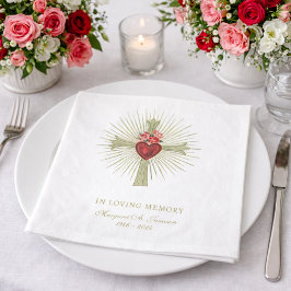 金ゴールドクロスハートレッドローゼ葬式 スタンダードランチョンナプキン
