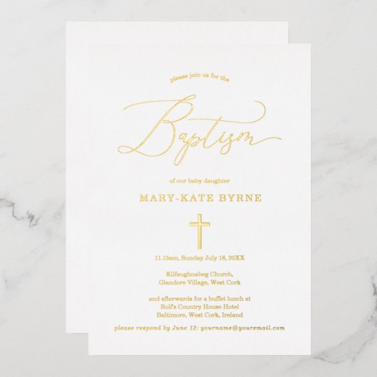 金ゴールドクロスバプテスマエレガントーの発表と 箔シーズンカード (正面/裏面)