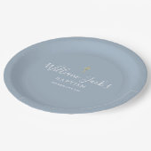 金ゴールドクロスバプテスマ《キリスト教》洗礼式や命名式ダスティブルー ペーパープレート (アングル)