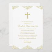 金ゴールドクロスバプテスマ/《キリスト教》洗礼式や命名式 招待状 (正面/裏面)