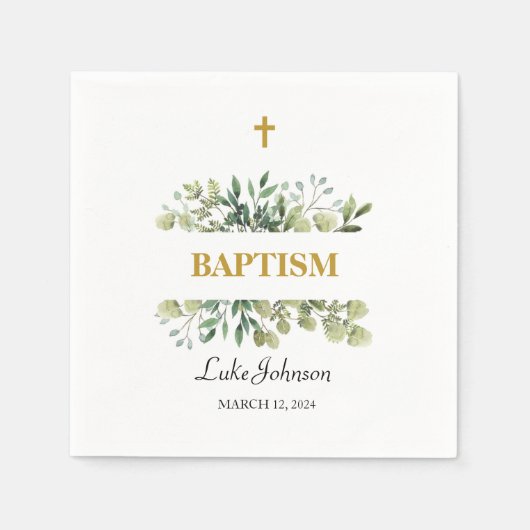 金ゴールドクロスバプテスマ スタンダードカクテルナプキン (正面)