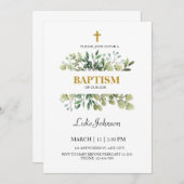 金ゴールドクロスバプテスマ 招待状 (正面/裏面)