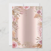 金ゴールドクロスパンパスグラスボホフラワーズバプテスマ 招待状 (裏面)