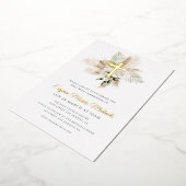 金ゴールドクロスパンパ最初の聖餐式 箔招待状 (回転した状態)