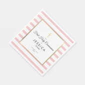 金ゴールドクロスピンクストライプク聖餐式 スタンダードランチョンナプキン (角)