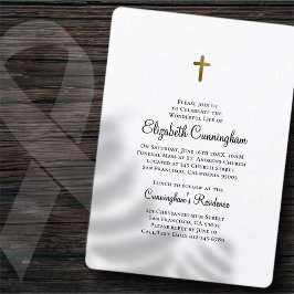 金ゴールドクロスフェイクメモリアル葬儀のミニマル 招待状