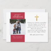 金ゴールドクロスフォトメリークリスマス シーズンカード (正面)