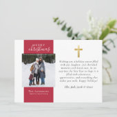 金ゴールドクロスフォトメリークリスマス シーズンカード (スタンド正面)