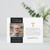 金ゴールドクロスフォト悔やみや弔慰葬儀 サンキューカード (スタンド正面)