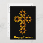 金ゴールドクロスフラクタルハッピーイースター シーズンポストカード (正面/裏面)