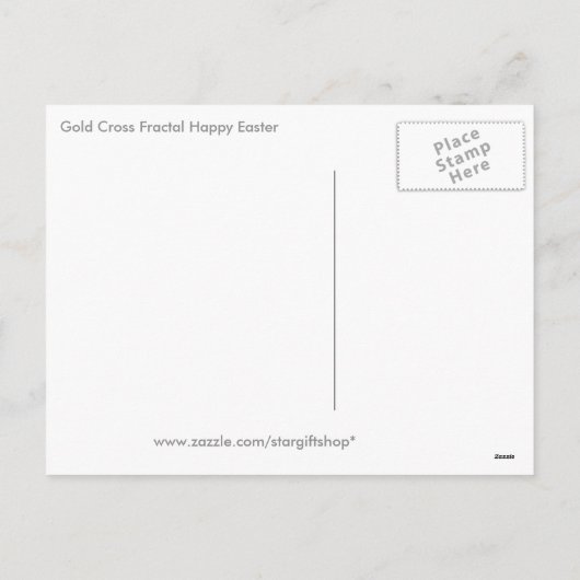 金ゴールドクロスフラクタルハッピーイースター シーズンポストカード (裏面)