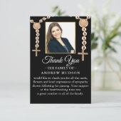 金ゴールドクロスフレーム葬儀フォトサンキューカード サンキューカード (スタンド正面)