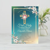 金ゴールドクロスフローラバラ第1聖餐式 招待状 (スタンド正面)