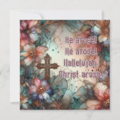 金ゴールドクロスフローラ水色賛美歌クリスチャン復活祭 シーズンカード (正面)