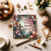 金ゴールドクロスフローラ水色賛美歌クリスチャン復活祭 シーズンカード