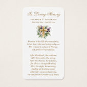 金ゴールドクロスフローラ葬儀記念祈りの言葉カード (正面)