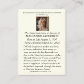 金ゴールドクロスフローラ葬儀記念祈りの言葉カード プレイスカード (裏面)