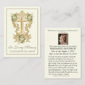 金ゴールドクロスフローラ葬儀記念祈りの言葉カード プレイスカード (正面/裏面)