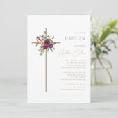 金ゴールドクロスブルゴーニュフローラミニマリスト洗礼 招待状 (スタンド正面)