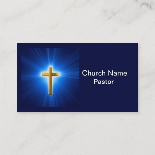 金ゴールドクロスブルースカイ教会の牧師の名刺 名刺 (正面)