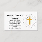 金ゴールドクロスロゴ教会の牧師 名刺 (正面)