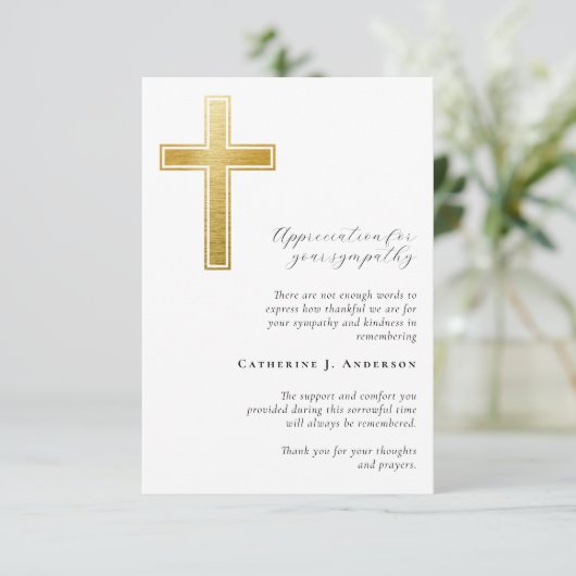 金ゴールドクロス写真悔やみや弔慰葬儀記念館 サンキューカード (スタンド正面)