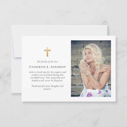 金ゴールドクロス写真悔やみや弔慰葬儀記念館 サンキューカード (正面)