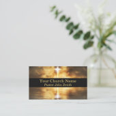 金ゴールドクロス反射教会の牧師ブラック 名刺 (スタンド正面)