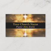 金ゴールドクロス反射教会の牧師ブラック 名刺 (正面)