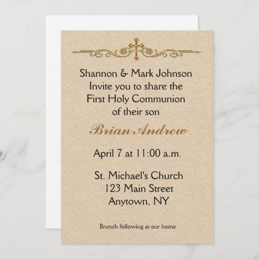 金ゴールドクロス宗教招待状 招待状 (正面/裏面)