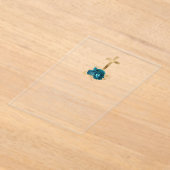 金ゴールドクロス文字ターコイズフローラファーストコミュニオン アクリル招待状 (レイダウン)