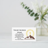 金ゴールドクロス日が差すことロゴ教会の牧師 名刺 (スタンド正面)