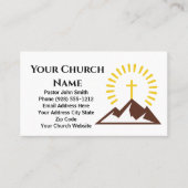 金ゴールドクロス日が差すことロゴ教会の牧師 名刺 (正面)