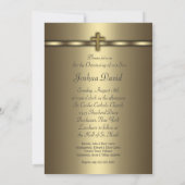 金ゴールドクロス男の赤ちゃんフォトバプテスマ《キリスト教》洗礼式や命名式 招待状 (裏面)