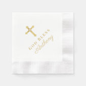 金ゴールドクロス神祝福ベビー宗教洗礼 縁ありカクテルナプキン (正面)