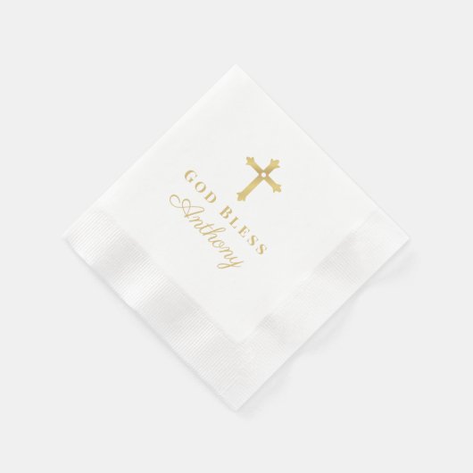 金ゴールドクロス神祝福ベビー宗教洗礼 縁ありカクテルナプキン (角)