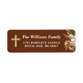 金ゴールドクロス秋フローラリース差出人住所 ラベル (正面)