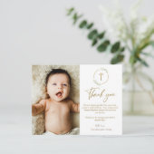 金ゴールドクロス緑のリースバプテスマ写真ありがとう サンキューカード (スタンド正面)