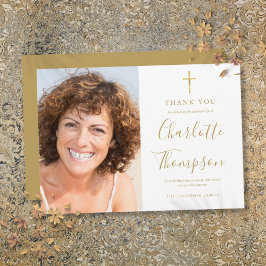 金ゴールドクロス記念葬儀写真サンキューカード サンキューカード