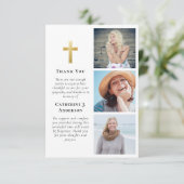 金ゴールドクロス3フォト悔やみや弔慰葬儀 サンキューカード (スタンド正面)